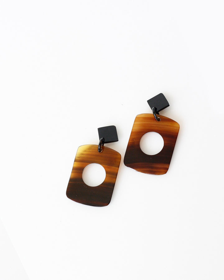 Natural Buffalo Horn Earring No 1 - Opelle bag FW18 - Opelle leather handbag handcrafted leather bag toronto Canada