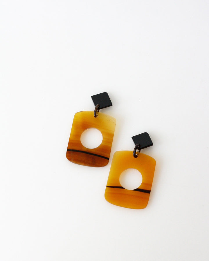 Natural Buffalo Horn Earring No 1 - Opelle bag FW18 - Opelle leather handbag handcrafted leather bag toronto Canada