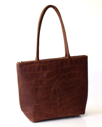 Mindy Tote | Bronze Croc