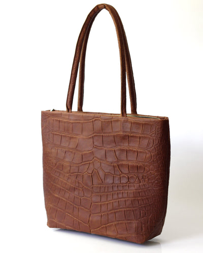 Mindy Tote | Bronze Croc