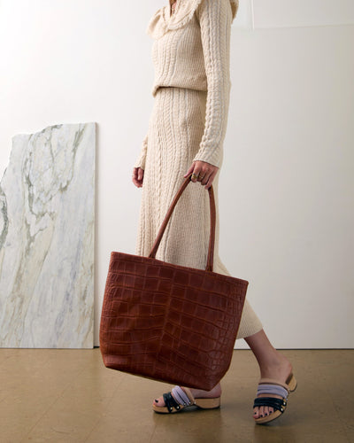 Mindy Tote | Bronze Croc